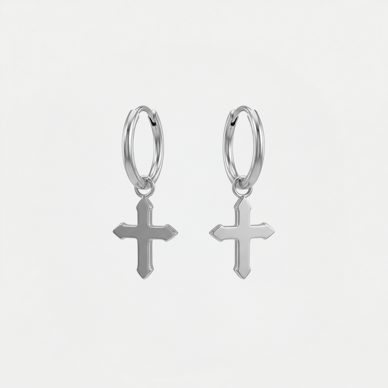 Boucles d'oreilles homme croix - Æternus