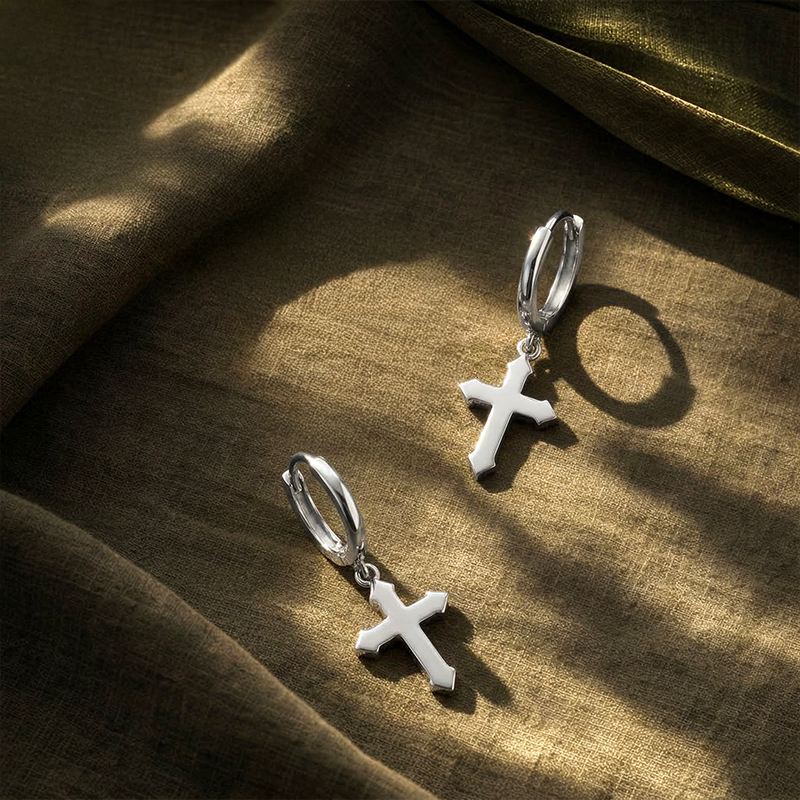 Boucles d'oreilles homme croix - Æternus