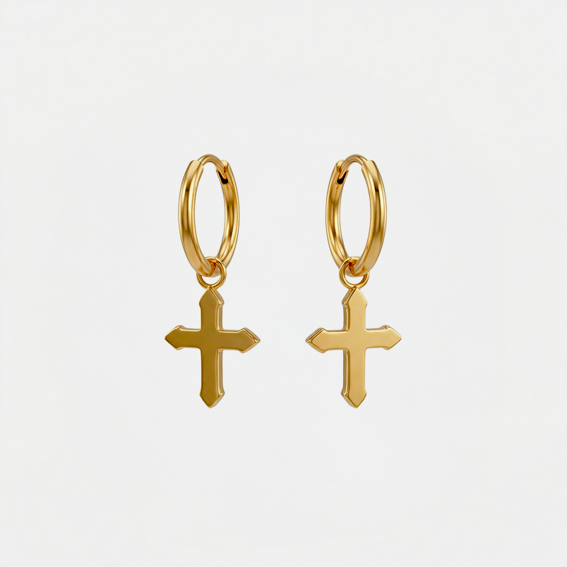 Boucles d'oreilles homme croix - Æternus