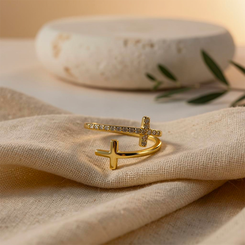 Bague croix double - Aura