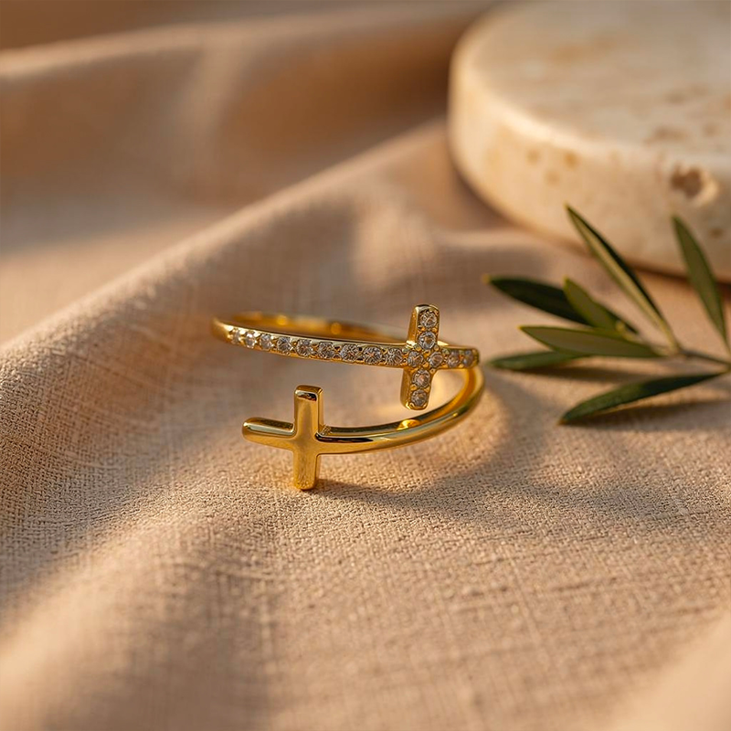 Bague croix double - Aura