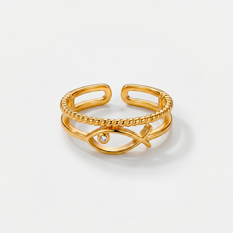 Bague Ichtus, finition dorée