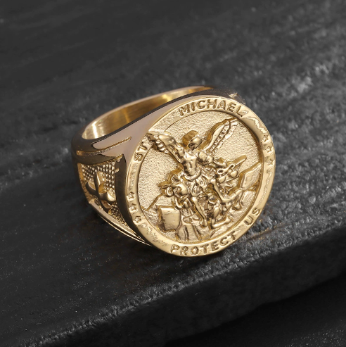 __switch:Or Bague Saint Michel doree