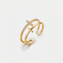 Bague croix ajustable dorée