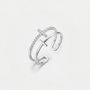 Bague croix ajustable argentée