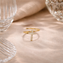 Bague croix argent dorée