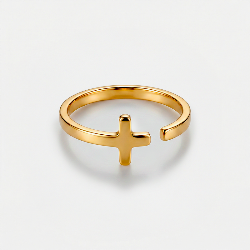 Bague croix simple, finition dorée