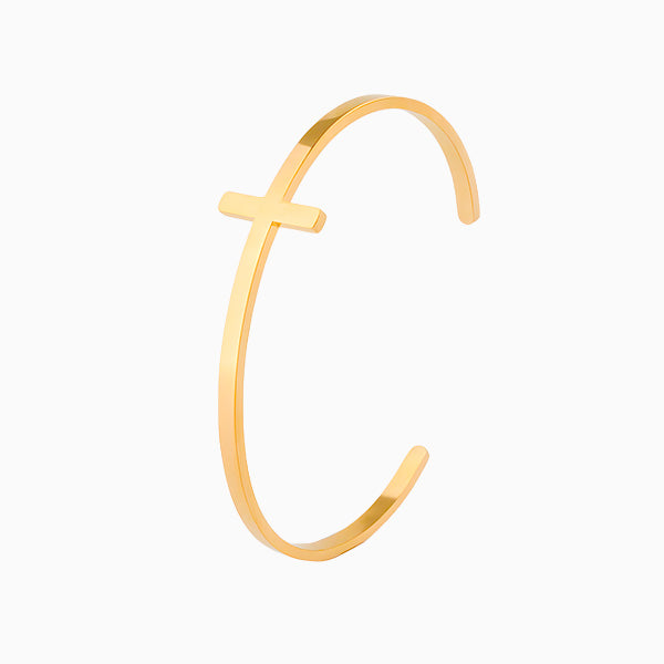__switch:Or Bracelet croix jonc 