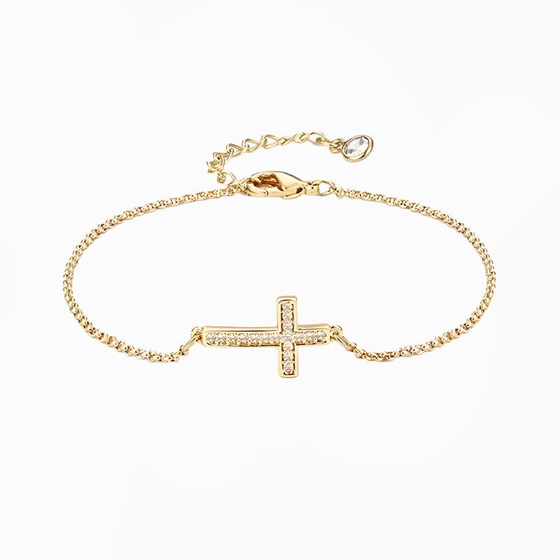 __switch:Or Bracelet croix catholique Or
