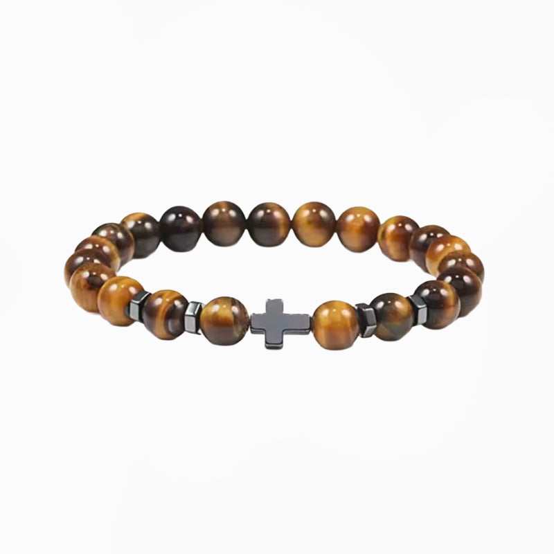 __switch:Marron Bracelet Croix Pierre Naturelle