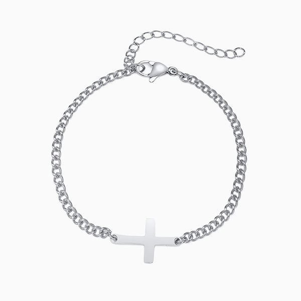 __switch:Argent Bracelet acier homme croix Argent