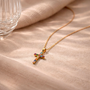 Collier Croix Coloré et Doré