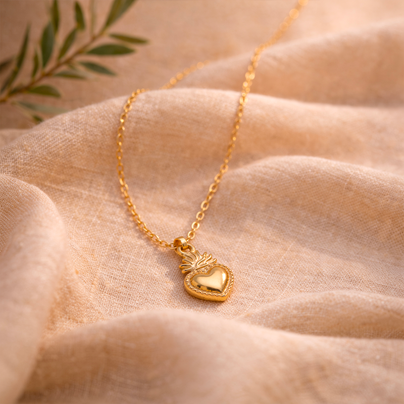 Collier Ex Voto cœur dorée