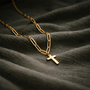 Collier chaîne croix dorée
