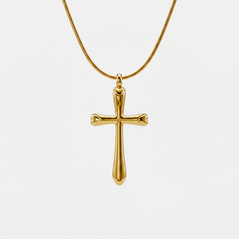 Collier croix doré, finition dorée