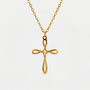 Collier croix fantaisie, finition dorée