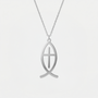 Collier croix poisson argentée