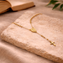 Collier croix rosaire dorée