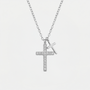 Collier double croix, finition argentée
