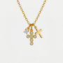 Collier croix grappe de cristaux, finition dorée