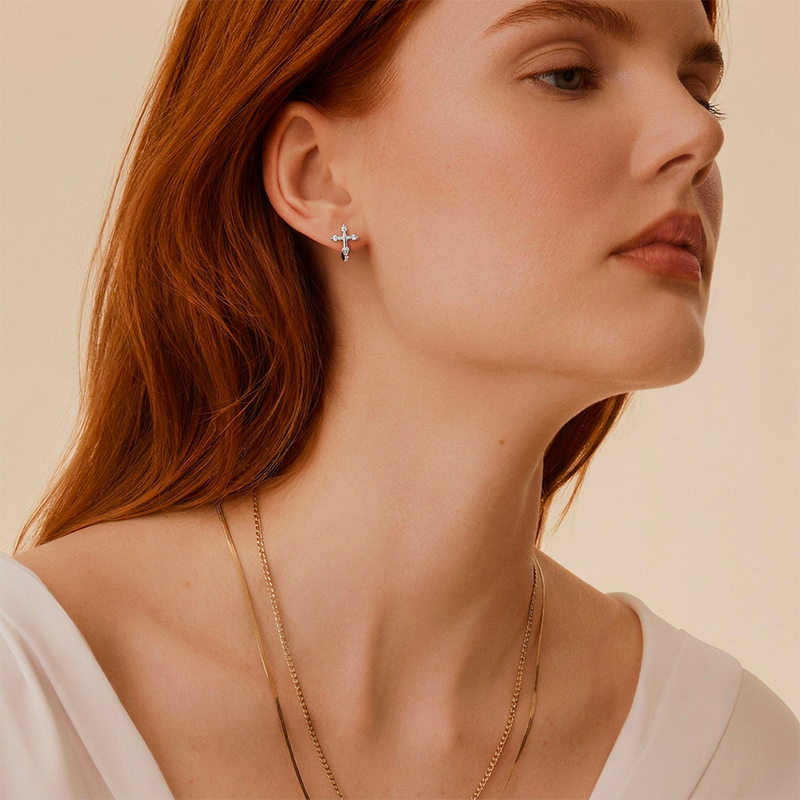 Boucles d'oreilles croix créoles - Lux