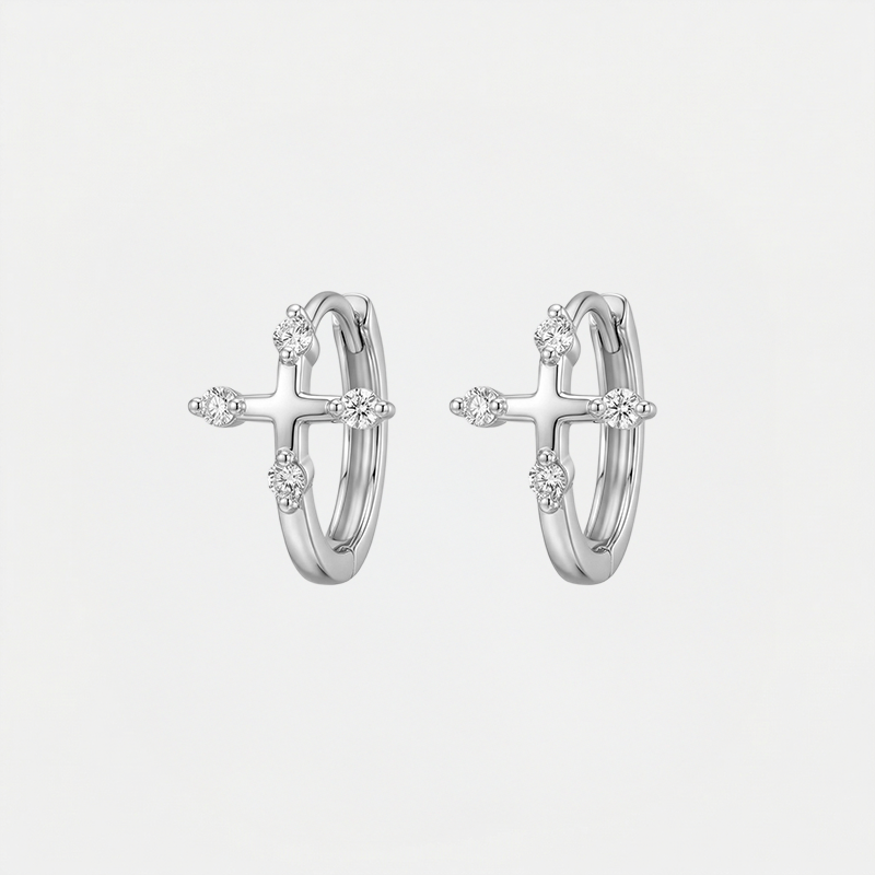 Boucles d'oreilles croix créoles - Lux