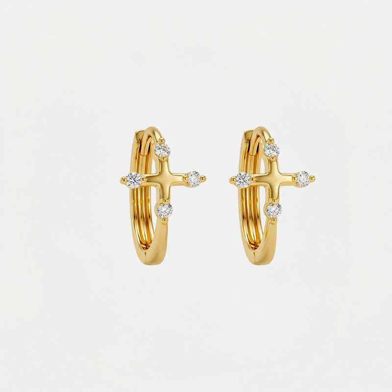 Boucles d'oreilles croix créoles - Lux