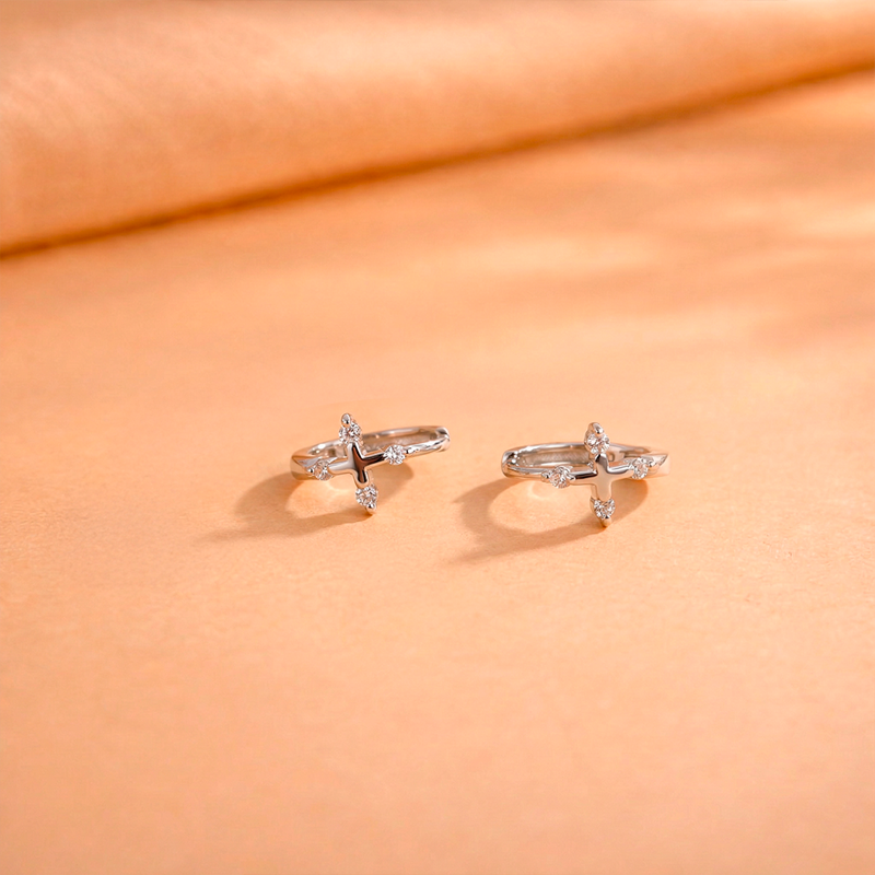 Boucles d'oreilles croix créoles - Lux