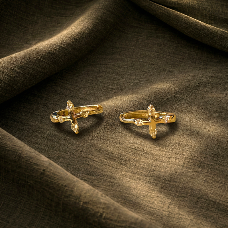 Boucles d'oreilles croix créoles - Lux