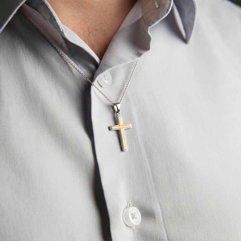 Pendentif_croix_bicolore_homme