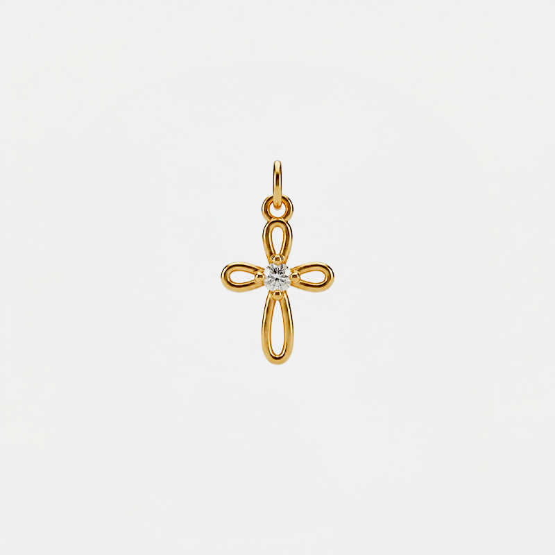 Pendentif croix ajourée, finition dorée
