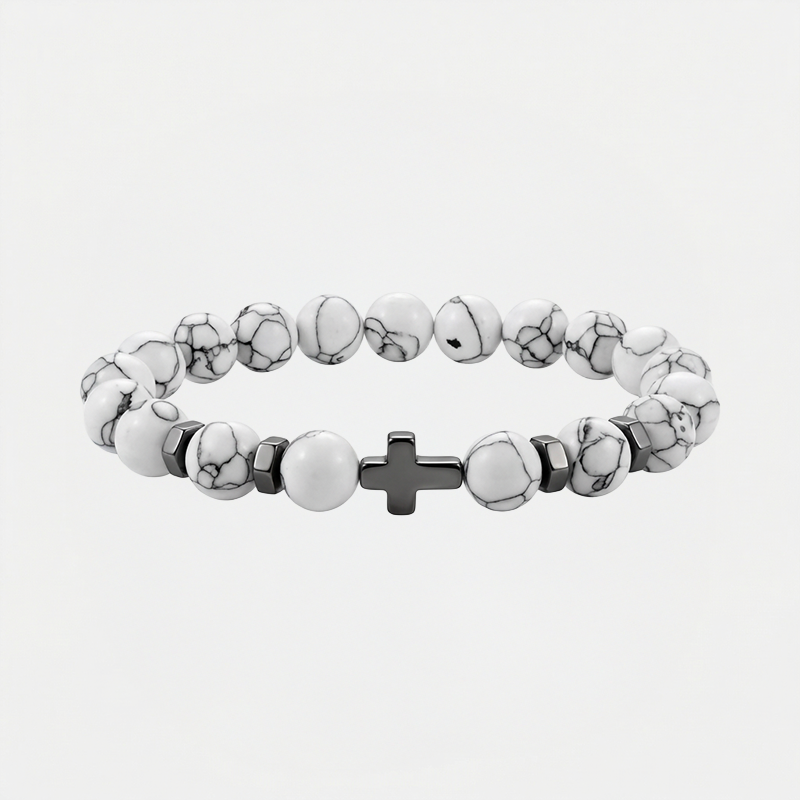 Bracelet croix pierre naturelle - Saxum