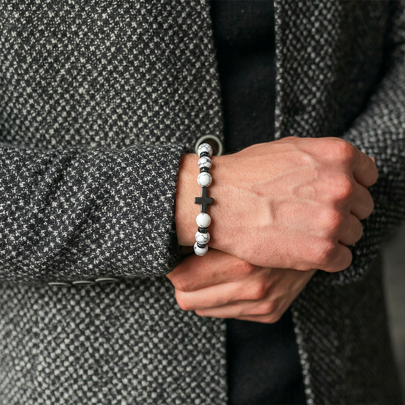 Bracelet croix pierre naturelle - Saxum
