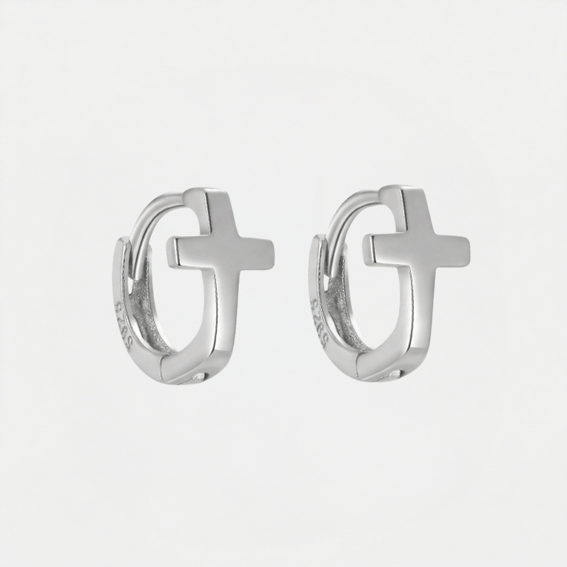 Boucles d'oreilles croix chrétienne - Serena