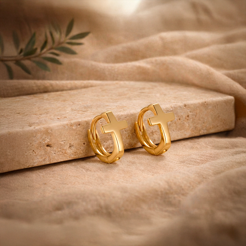 Boucles d'oreilles croix chrétienne - Serena