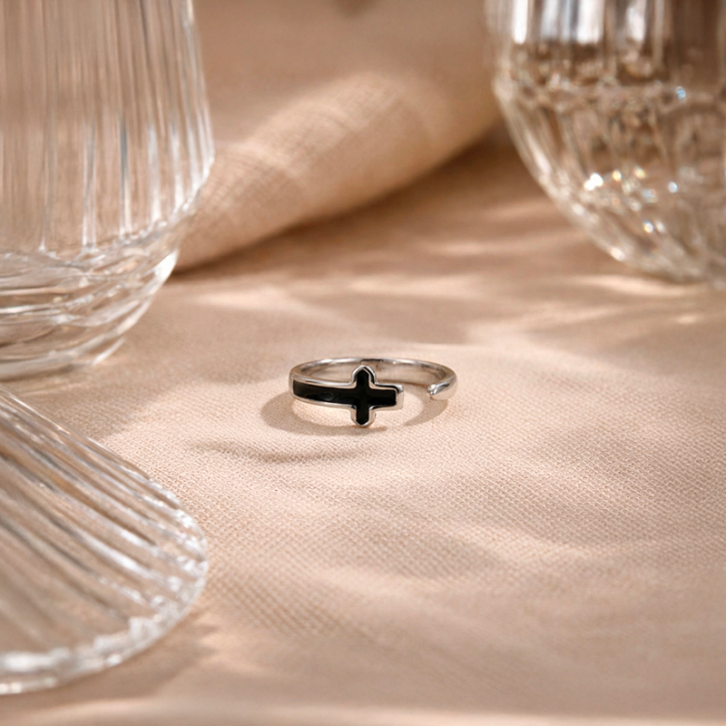 Bague croix noire - Spes