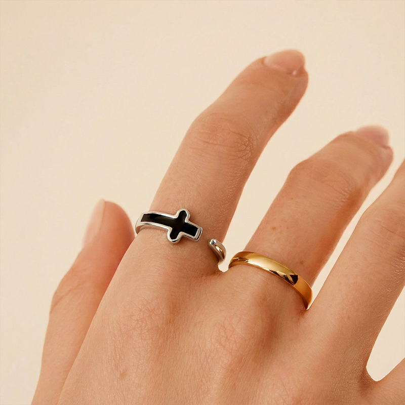 Bague croix noire - Spes