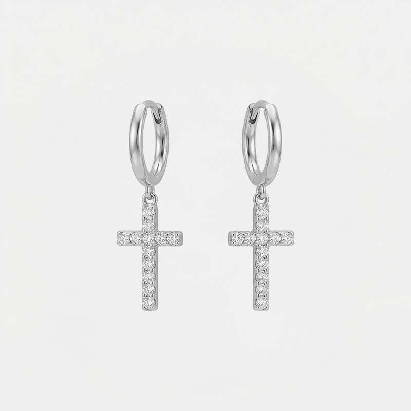 Boucles d'oreilles croix strass - Virtus