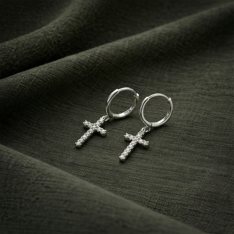 Boucles d'oreilles croix strass - Virtus
