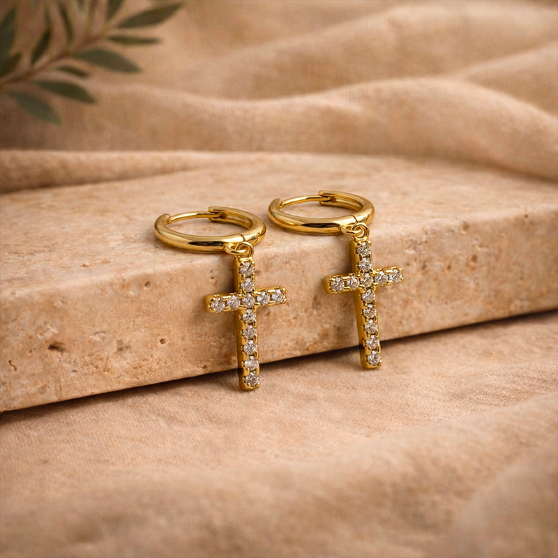Boucles d'oreilles croix strass - Virtus