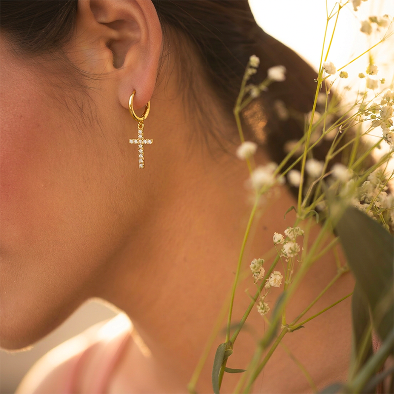 Boucles d'oreilles croix strass - Virtus