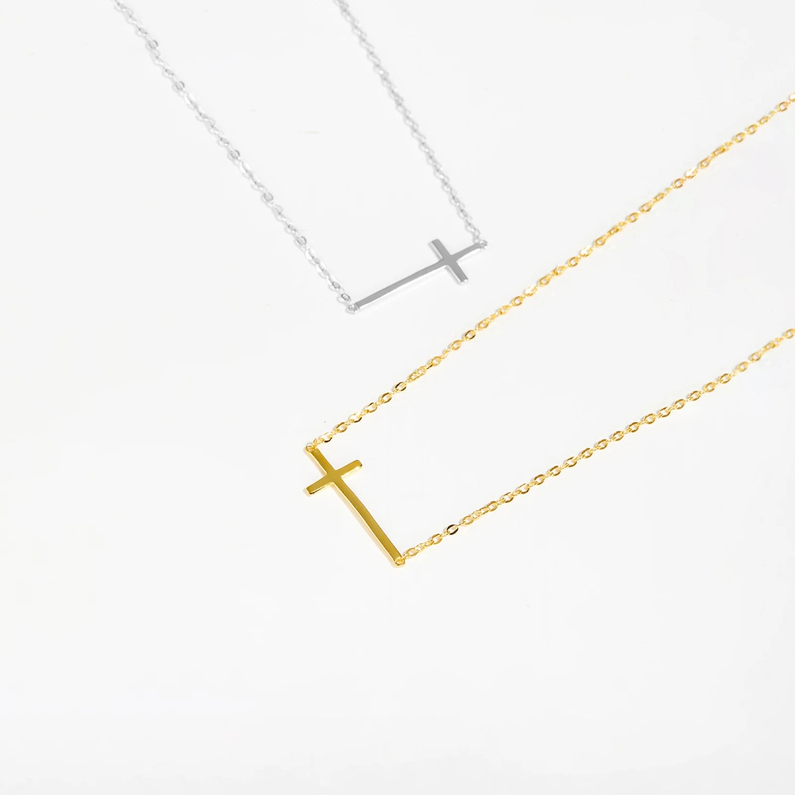 Collier Croix Horizontale or et argent