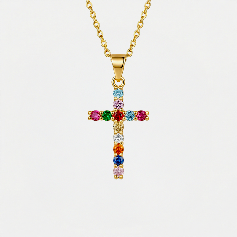 Collier Croix Coloré